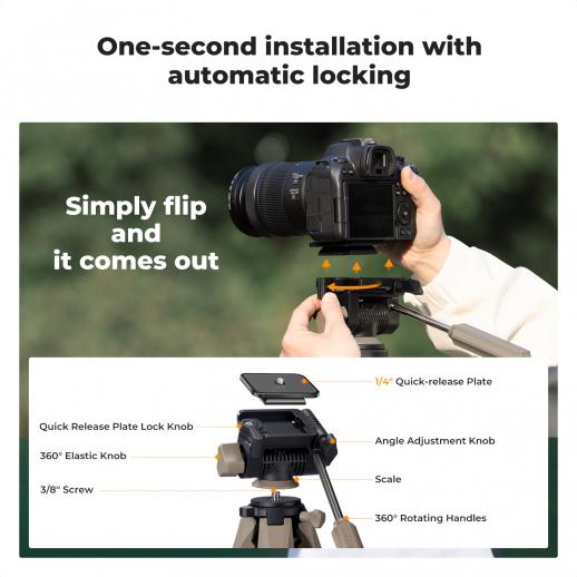 K&F Concept KF09.155 Travel Tripod Pentagonal Tube 190cm