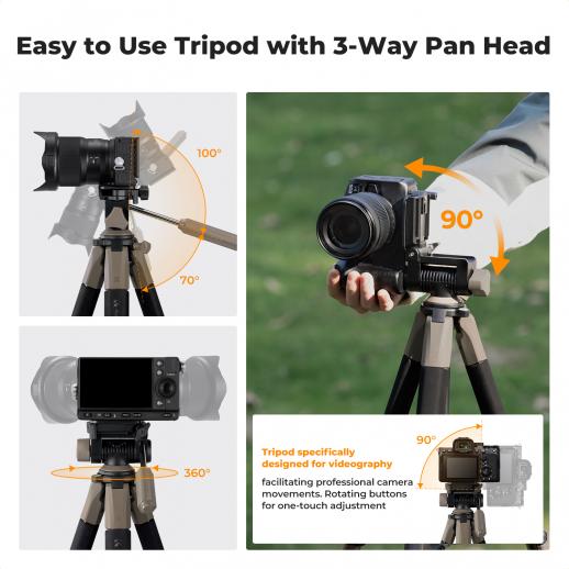 K&F Concept KF09.155 Travel Tripod Pentagonal Tube 190cm