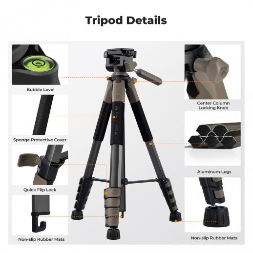 K&F Concept KF09.155 Travel Tripod Pentagonal Tube 190cm